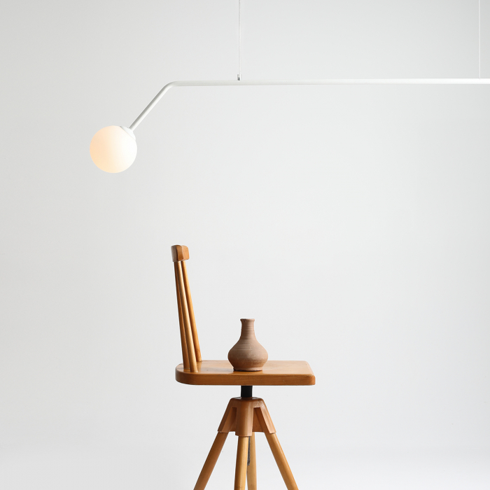 Lustră din metal alb cu 2 becuri Pure, 120 cm [4]