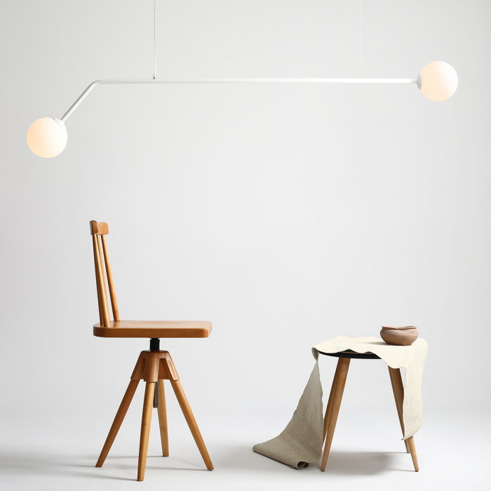 Lustră din metal alb cu 2 becuri Pure, 120 cm [6]