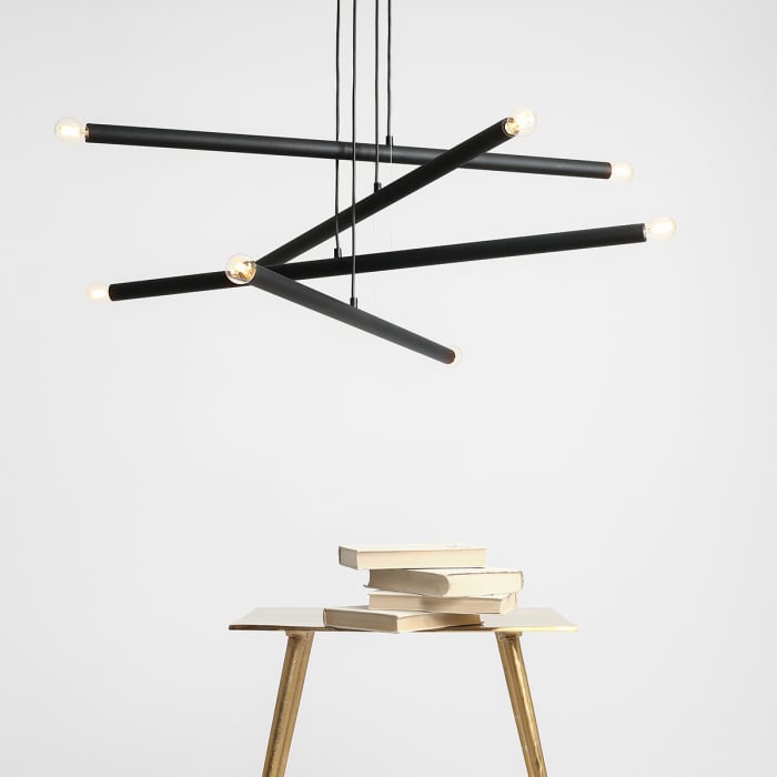 Lustră din metal negru cu 8 becuri Tubo, 105 cm [7]