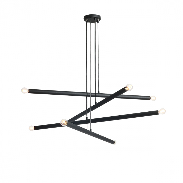 Lustră din metal negru cu 8 becuri Tubo, 105 cm [1]