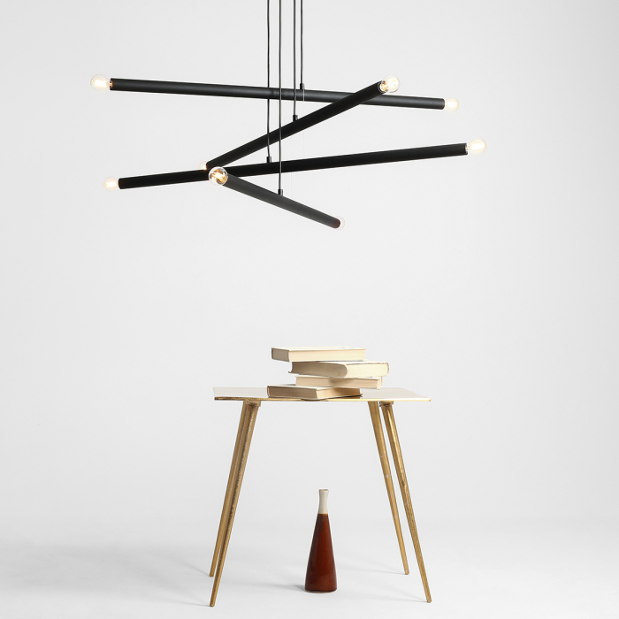 Lustră din metal negru cu 8 becuri Tubo, 105 cm [6]