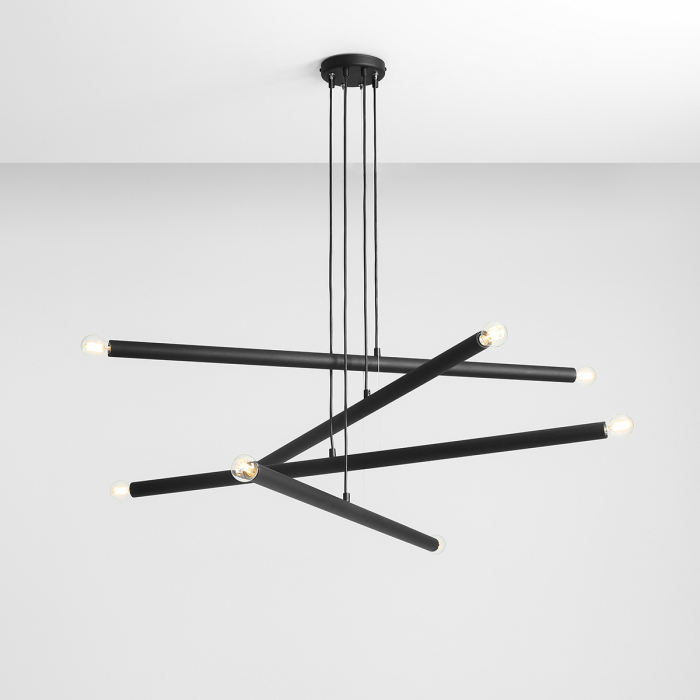 Lustră din metal negru cu 8 becuri Tubo, 105 cm [3]