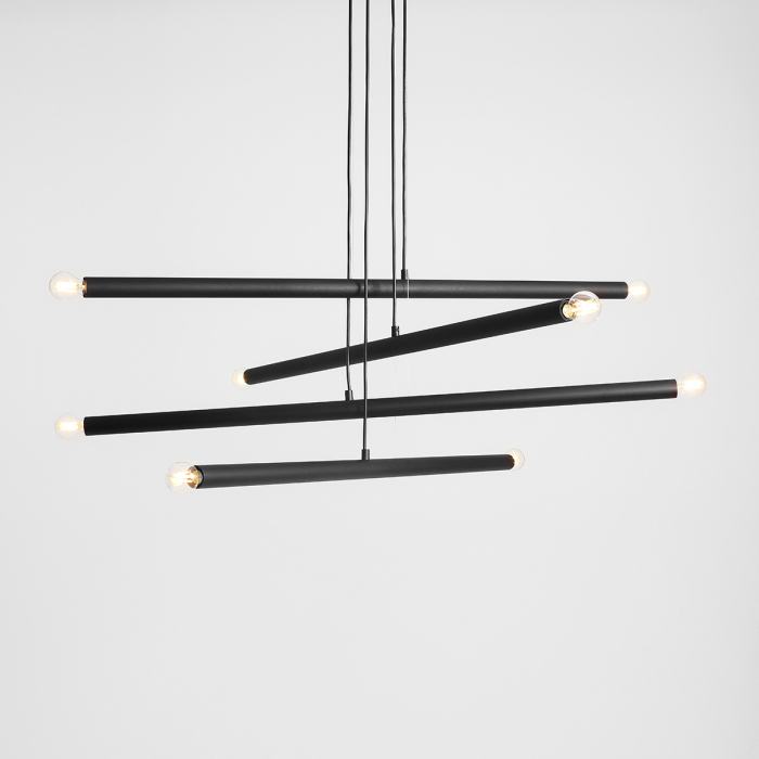 Lustră din metal negru cu 8 becuri Tubo, 105 cm [8]