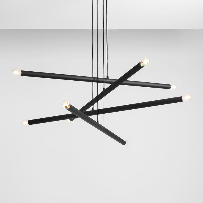 Lustră din metal negru cu 8 becuri Tubo, 105 cm [4]
