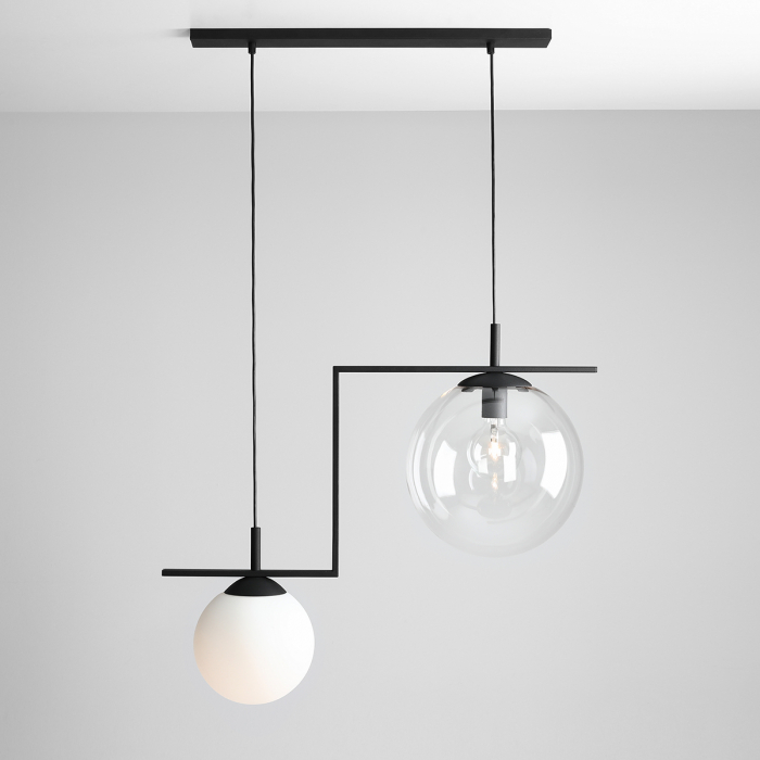 Lustră din metal negru Zac cu 2 becuri, 110 cm [4]