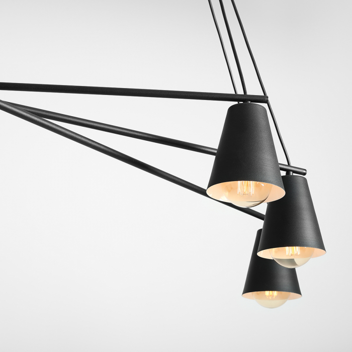 Lustră din metal negru cu 6 becuri Arte, 95 cm [5]