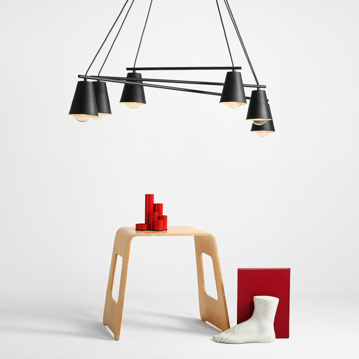 Lustră din metal negru cu 6 becuri Arte, 95 cm [4]