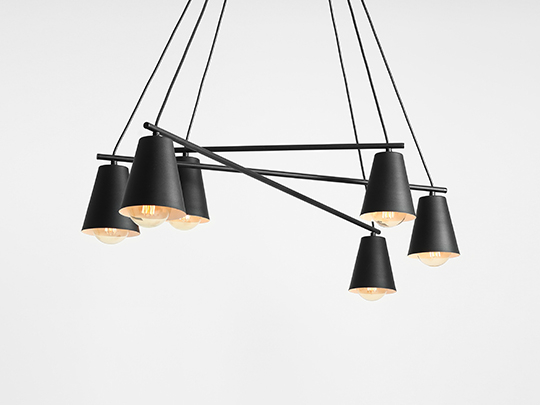 Lustră din metal negru cu 6 becuri Arte, 95 cm [2]