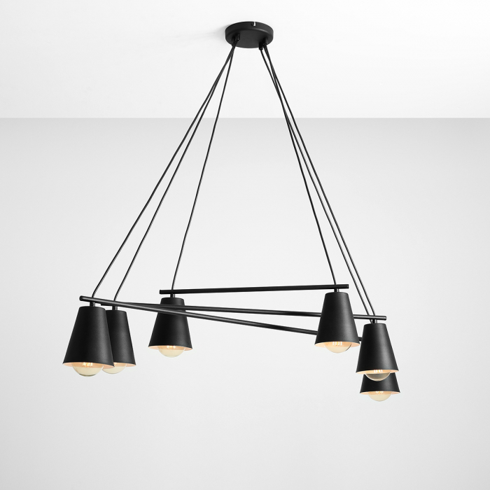 Lustră din metal negru cu 6 becuri Arte, 95 cm [6]