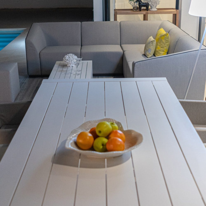 Masa de exterior din aluminiu alb 100 x 100 x 45 cm [3]