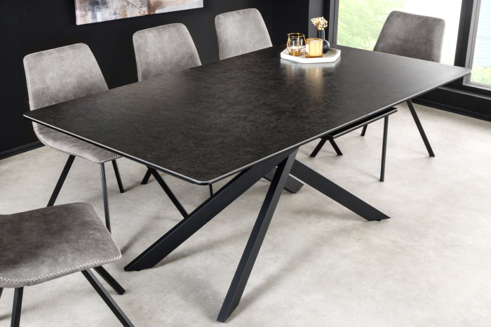 Masă de dining ALPINE 160-200cm ceramică aspect marmură antracit [4]
