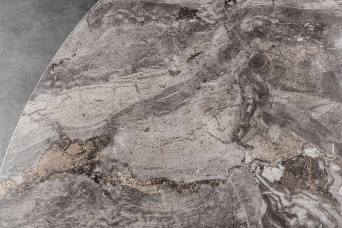 Masă de dining ALPINE Ø 120cm rotundă din ceramică cu aspect de marmură, taupe [4]