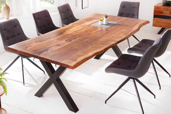 Masă de dining AMAZONAS 200cm picioare X-leaf lemn natural [2]