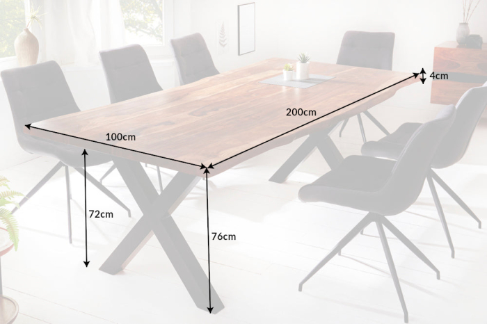 Masă de dining AMAZONAS 200cm picioare X-leaf lemn natural [5]