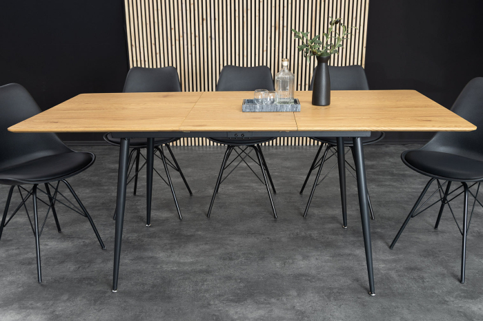 Masă de dining APARTMENT 120-160cm extensibilă, aspect lemn de stejar sălbatic natural [3]