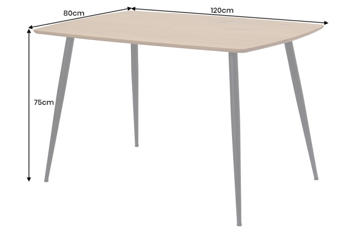 Masă de dining APARTMENT 120cm, aspect lemn de stejar sălbatic natural, cu cadru metalic negru [7]