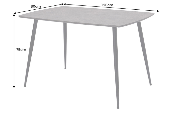 Masă de dining APARTMENT 120cm aspect piatră gri cu cadru metalic negru [7]