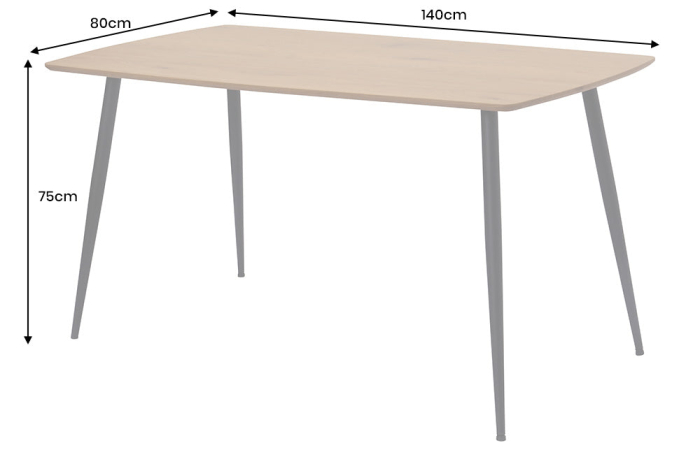 Masă de dining APARTMENT 140cm, aspect lemn de stejar sălbatic natural, cu cadru metalic negru [7]