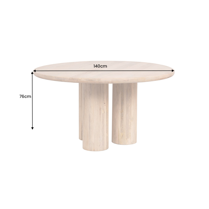 Masă de dining ART DECO Ø 140 cm, rotundă, din lemn masiv natural de mango [6]