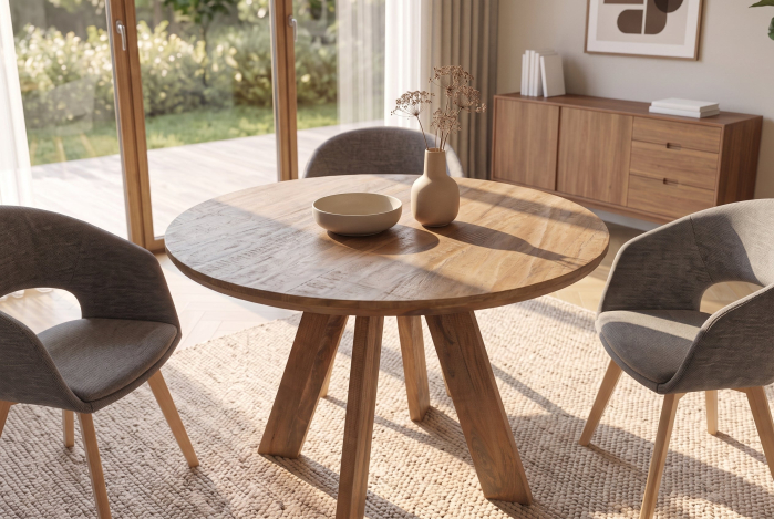 Masă de dining ART WOOD 100 cm rotundă din lemn de mango maro [4]