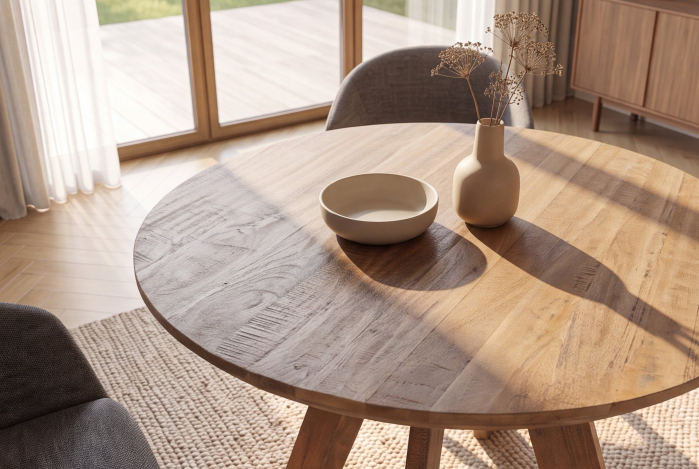 Masă de dining ART WOOD 100 cm rotundă din lemn de mango maro [9]
