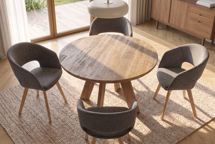 Masă de dining ART WOOD 100 cm rotundă din lemn de mango maro [7]