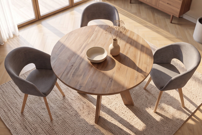 Masă de dining ART WOOD 100 cm rotundă din lemn de mango maro [5]