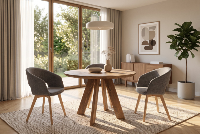 Masă de dining ART WOOD 100 cm rotundă din lemn de mango maro [2]