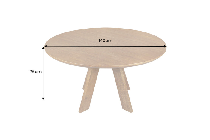 Masă de dining ART WOOD Ø 140 cm, rotundă, din lemn de mango, finisaj maro miere [10]