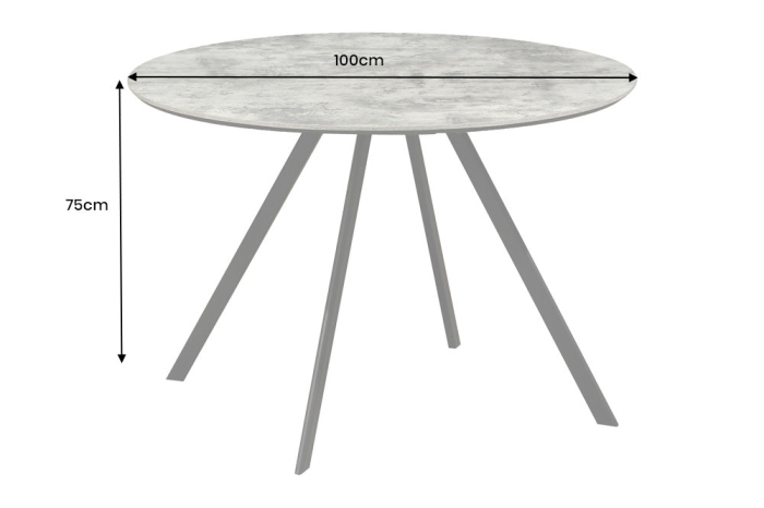 Masa de dining ATELIER cu aspect de piatra gri, 100 cm [10]