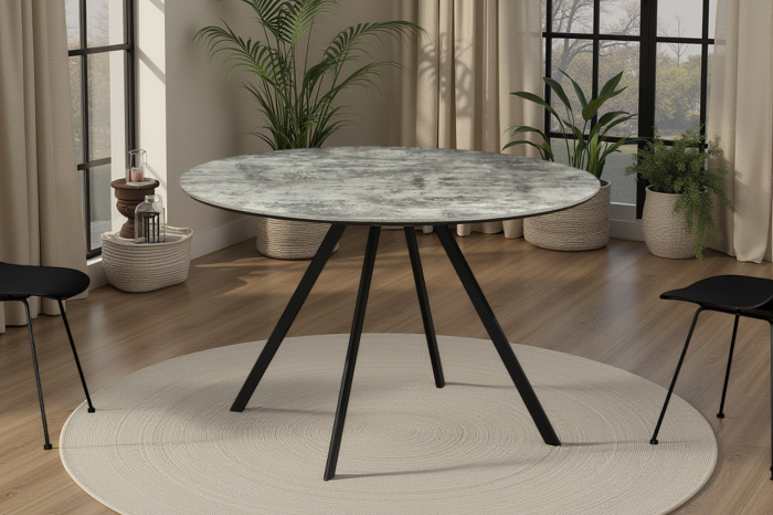 Masa de dining ATELIER cu aspect de piatra gri, 120 cm [3]