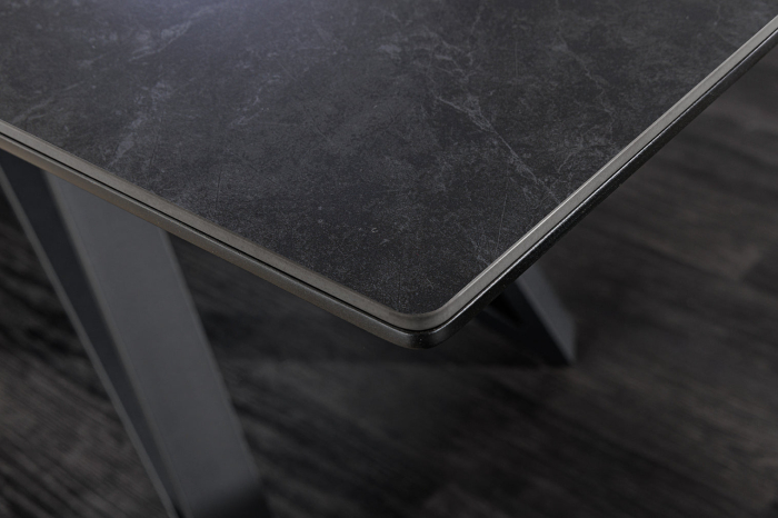 Masă de dining ATLAS 160-200cm extensibilă, aspect marmură, ceramică grafit, sticlă securizată [7]