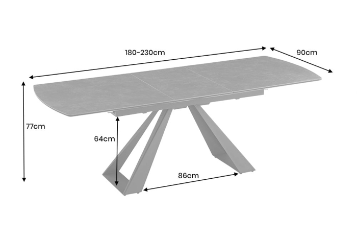 Masă de dining CONCORD 180-230cm extensibilă, aspect marmură, sticlă securizată din ceramică grafit [8]