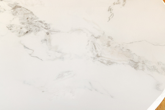 Masă de dining ELEGANCIA 130cm cadru rotund aspect marmură albă aurie [6]