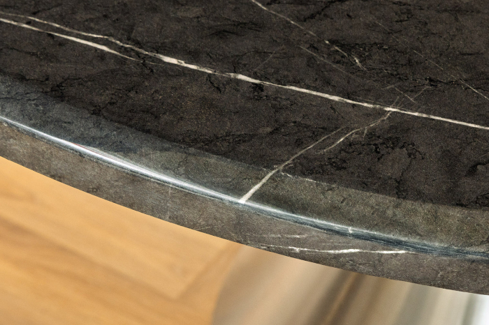 Masă de dining ELEGANCIA 130cm cadru rotund cromat aspect marmură neagră [5]