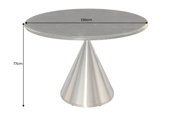 Masă de dining ELEGANCIA 130cm cadru rotund cromat aspect marmură neagră [9]