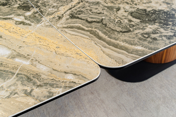 Masa de dining ELEMENTS extensibila din lemn de nuc si blat cu aspect de marmura, 180-260 cm [6]