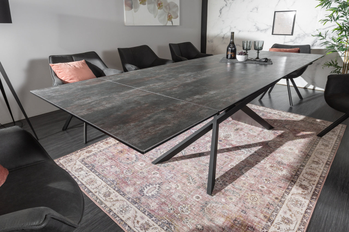 Masă de dining EUPHORIA 180-220-260cm ceramică aspect lava și sticlă securizată [2]