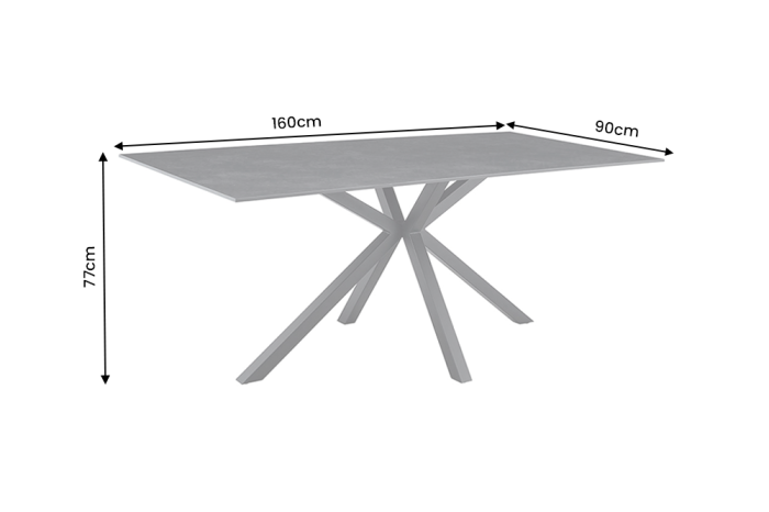 Masă de dining GALAXIE 160 cm cu cadru în formă de stea, gri ceramic [7]