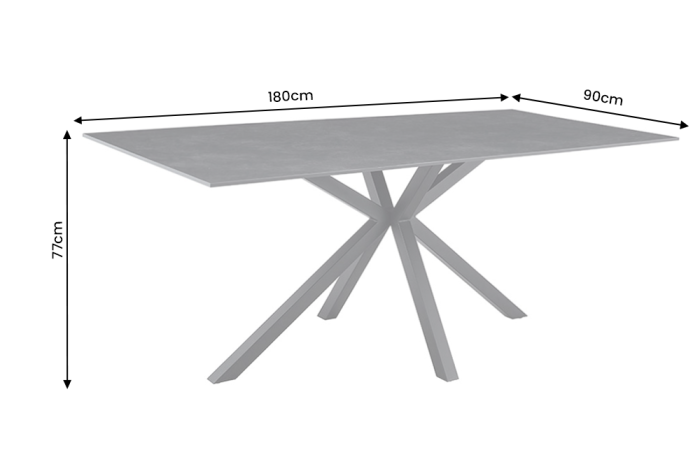 Masă de dining GALAXIE 180 cm cu cadru în formă de stea, gri ceramic [7]