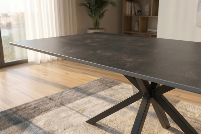 Masă de dining GALAXIE 180 cm cu cadru în formă de stea, gri ceramic [4]