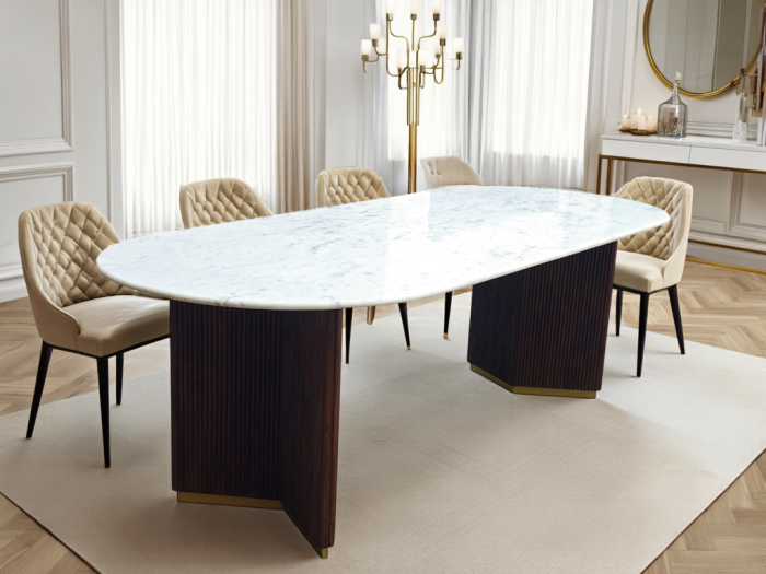 Masa de dining GATSBY din lemn de mango si blat din marmura, 240 cm [2]