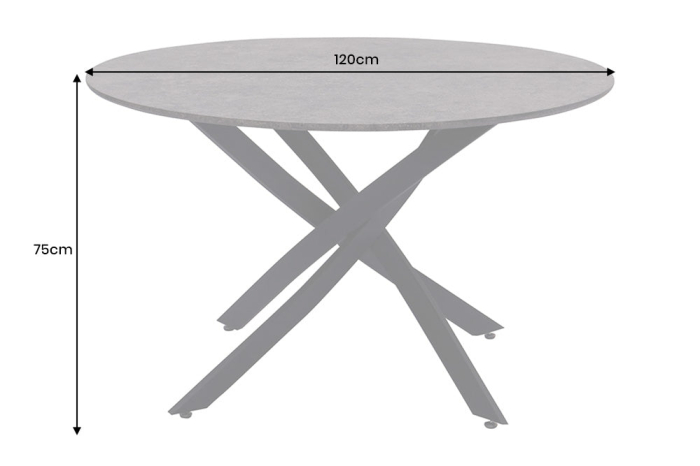 Masă de dining HELIX rotundă 120cm, aspect piatră gri, cu cadru metalic negru [7]