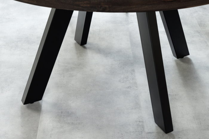 Masă de dining IRON CRAFT Ø 120cm rotundă din lemn de mango, culoare taupe, maro, cu picioare negre [6]