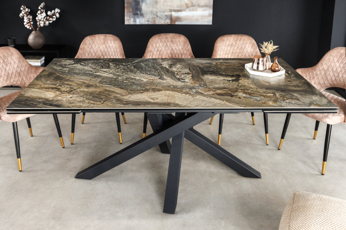 Masă de dining MARVELOUS 180-220-260cm ceramică aspect marmură taupe [3]
