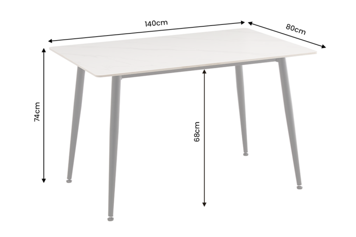 Masă de dining MILANO 140 cm, ceramică albă [7]