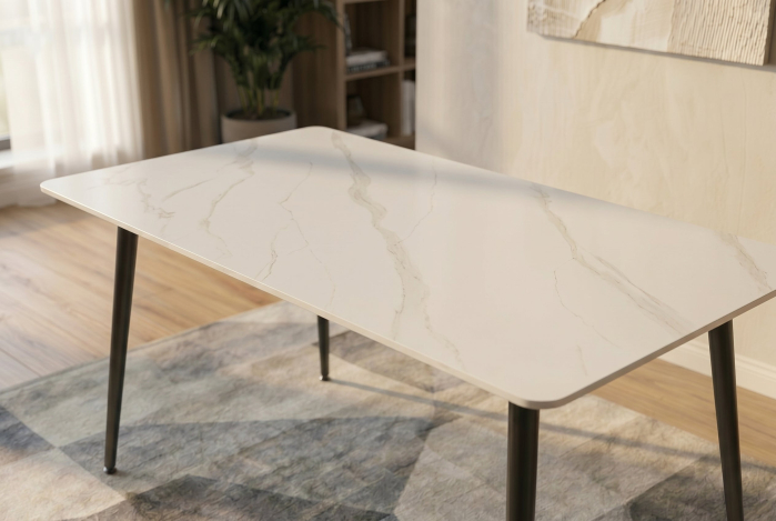 Masă de dining MILANO 140 cm, ceramică albă [4]