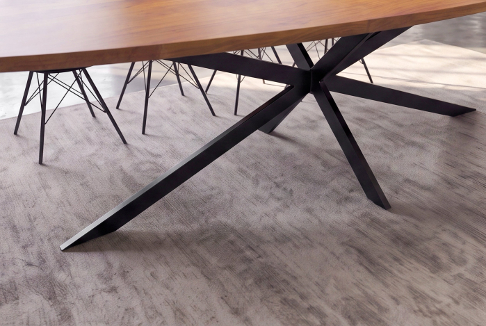 Masă de dining ORGANIC ARTWORK, ovală, 240 cm, din lemn de salcâm, finisaj maro miere, cu ramă cu stele negre [8]