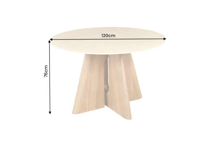 Masă de dining ORGANIKO rotundă de 120 cm, placată cu lemn de stejar, cu blat din ceramică cu aspect de travertin [6]