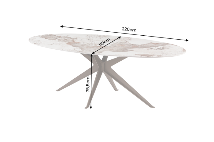 Masă de dining PANDORA 220 cm ovală, ceramică, bronz [12]